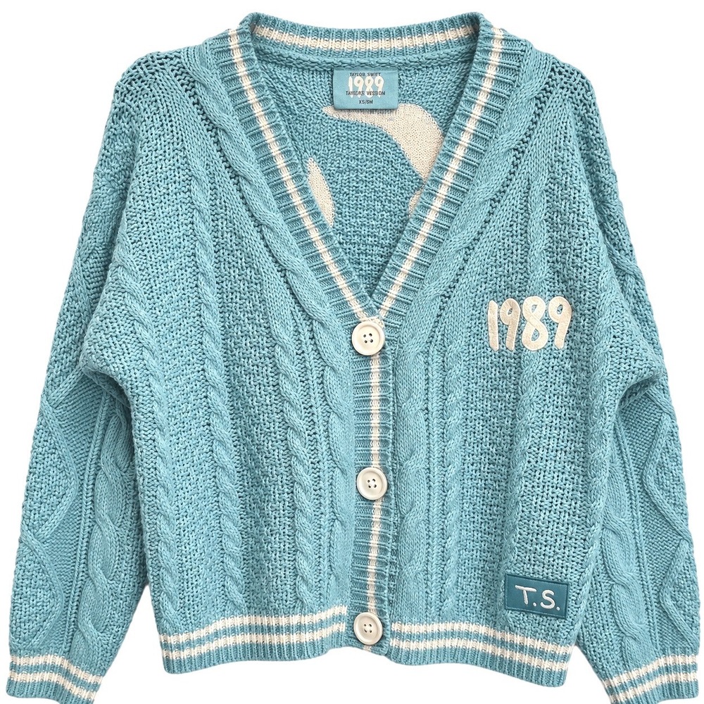 Taylor Swift 1989 Taylor's Version Cardigan Blue XS / S‎ Cable Knit Sweater